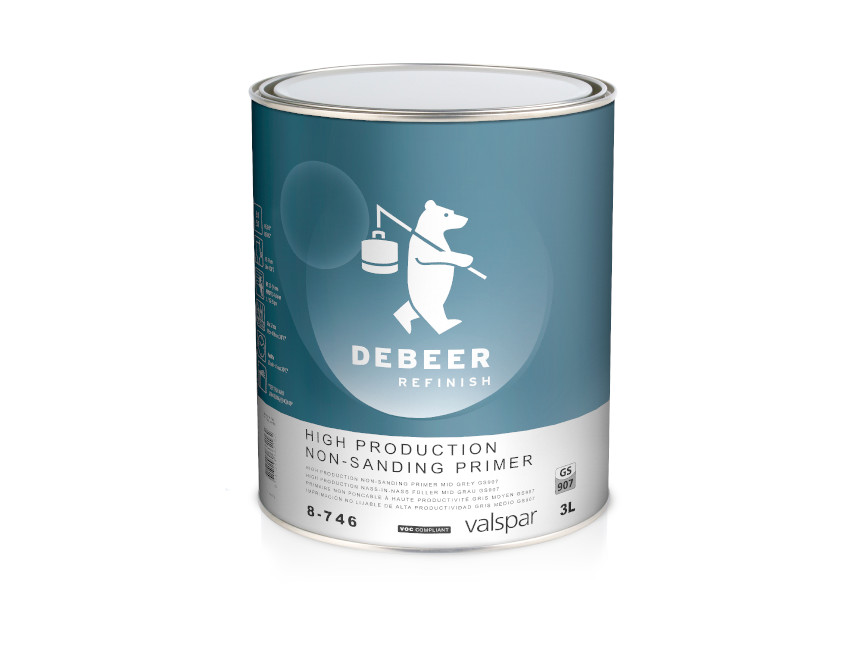 8-746 Debeer High Production Non-Sanding Primer Grå Gs907